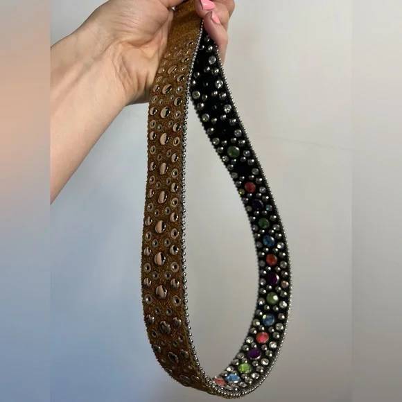 WB Atlas Western Rhinestone Studded Belt Y2K Cowgirl Glam Statement - Picture 8 of 9